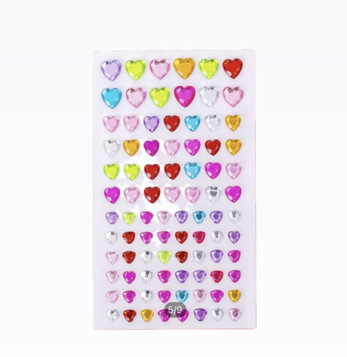 colorful heart shaped gem stickers - 1 sheet
