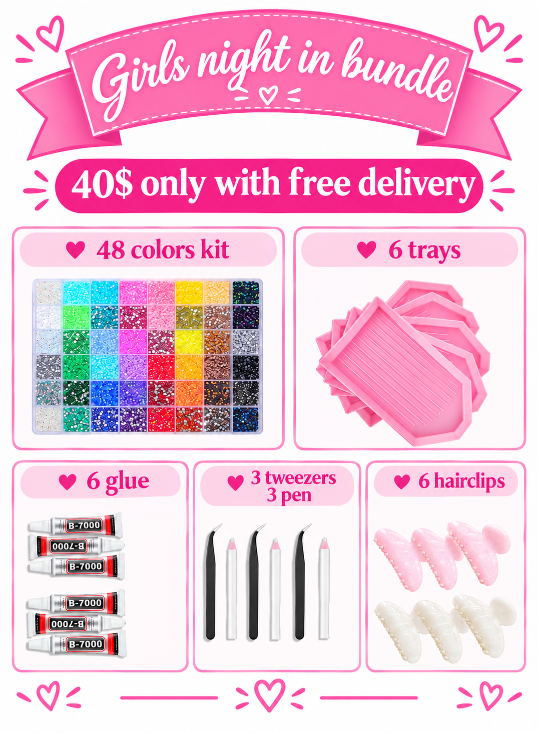 Girls night in bedazzling bundle for 6 persons