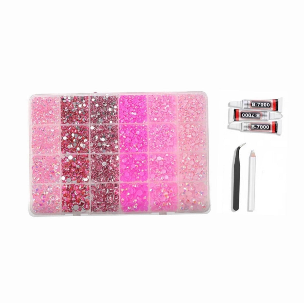 Pink bedazzling kit + 3 glue, tweezers and 1 picker pen