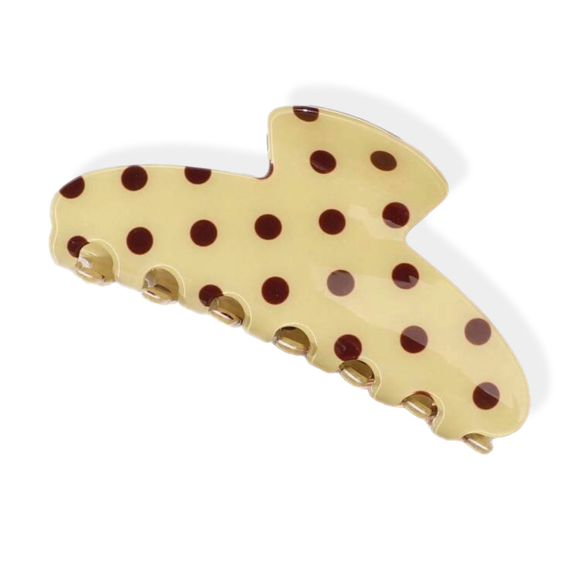 Butter yellow polka dot hairclip