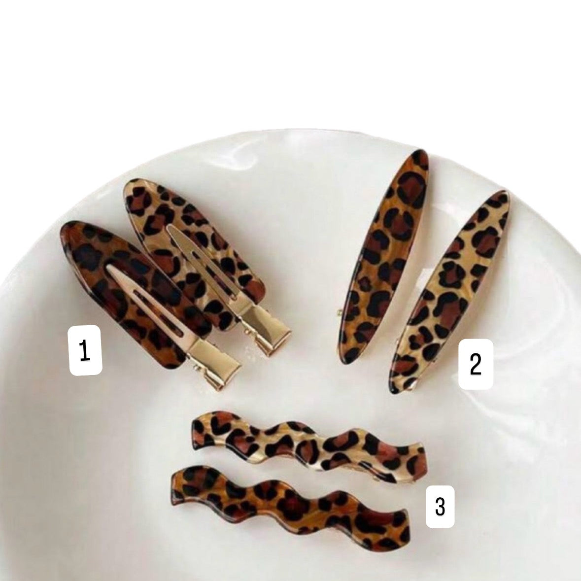 leopard hair clips