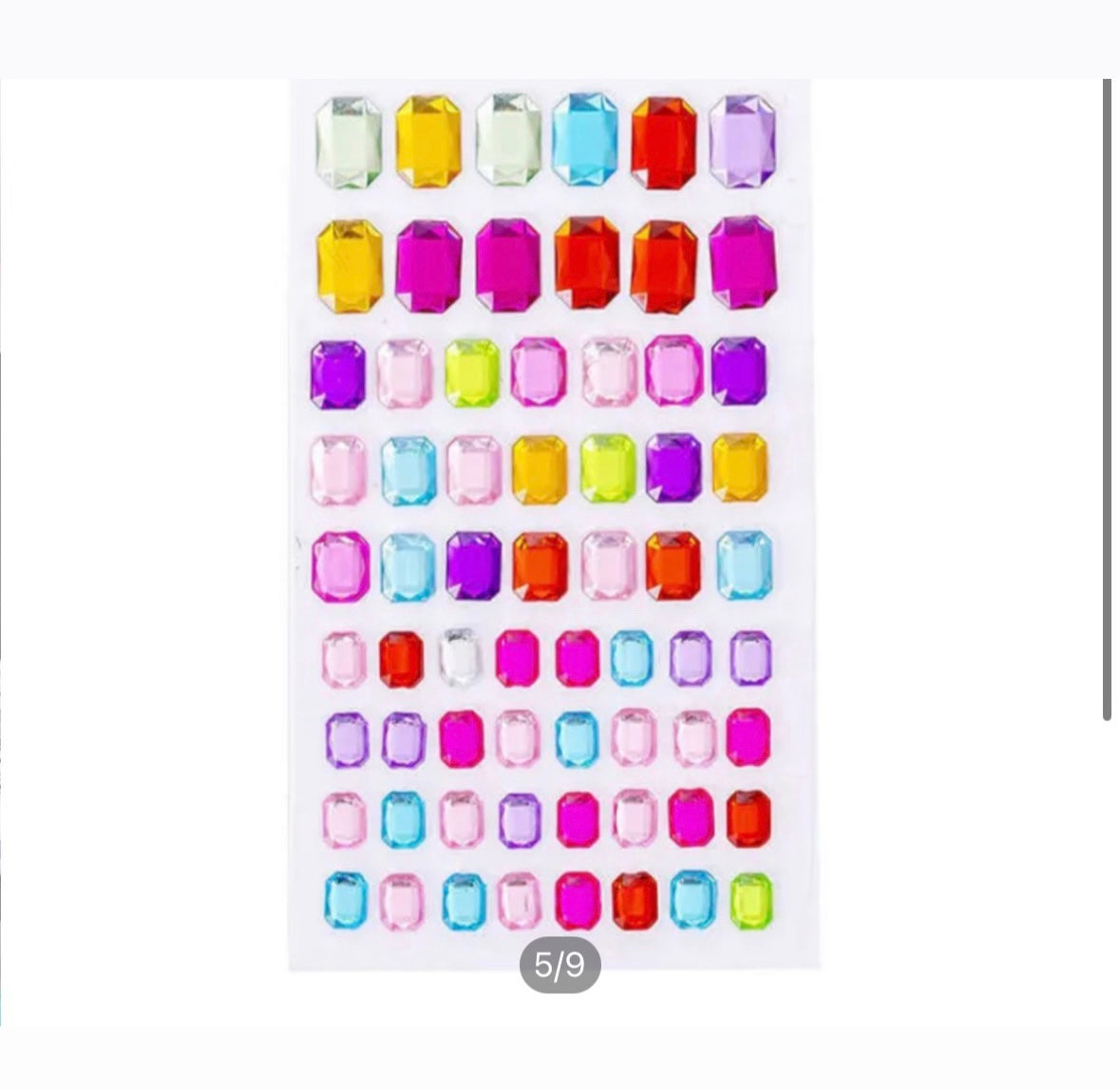 emerald cut shaped gem stickers - 1 sheet