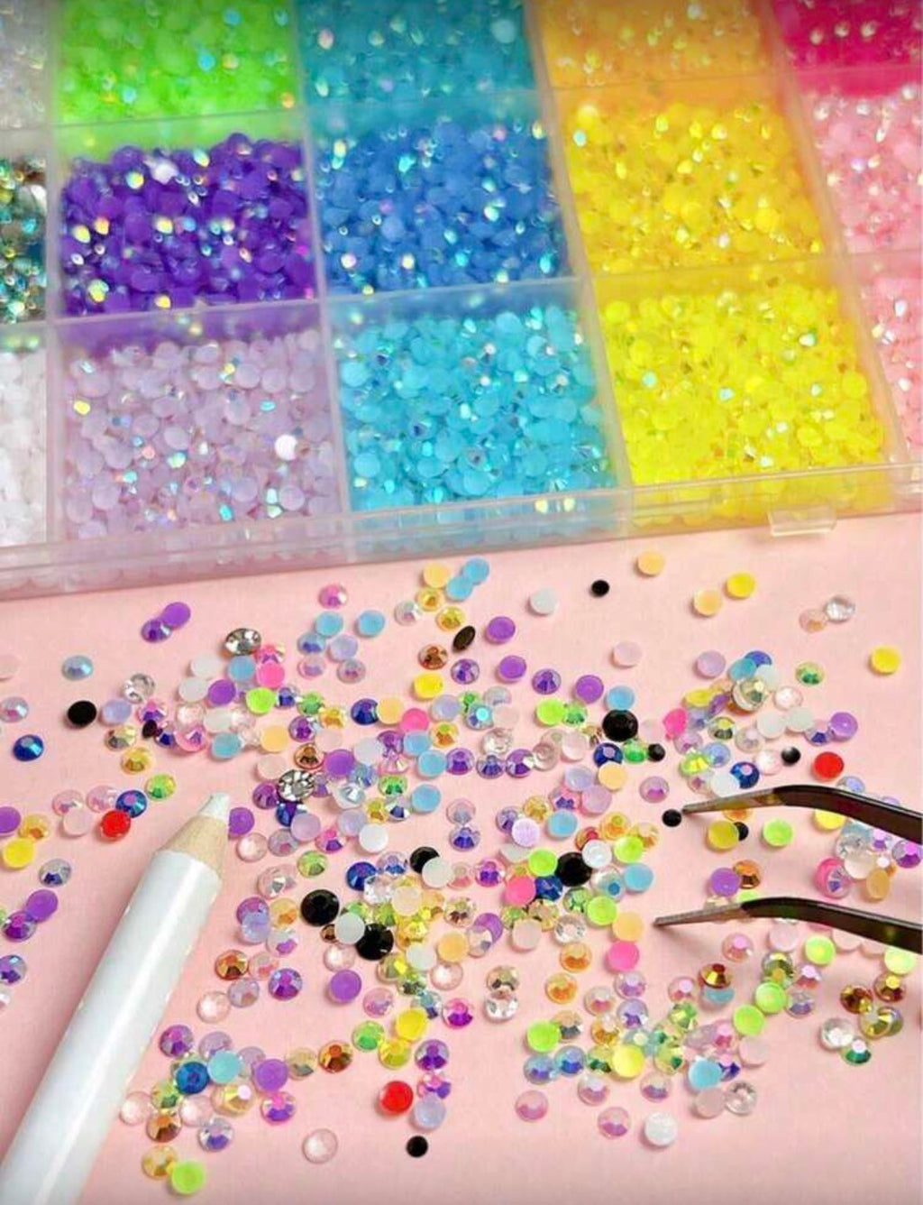 24 colors Bedazzling Kit + 3 glue + 1 tweezer