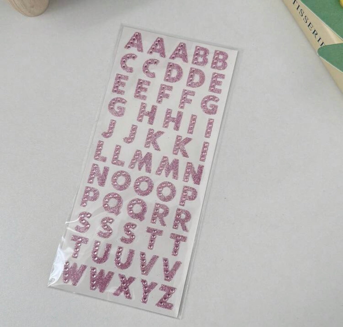 Pink Alphabet gems - 1 sheet