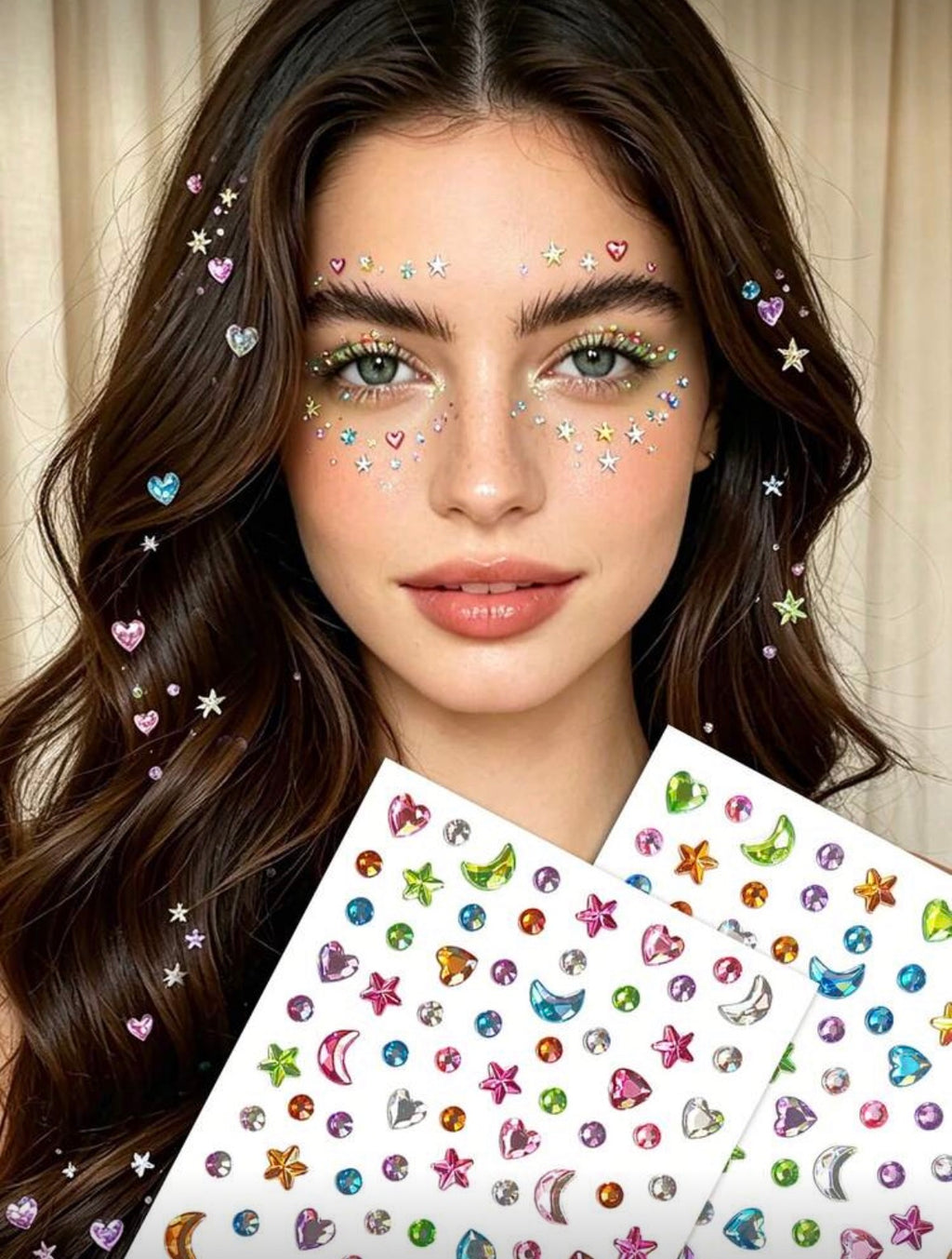 Face and hair sticker gems - 1 sheet