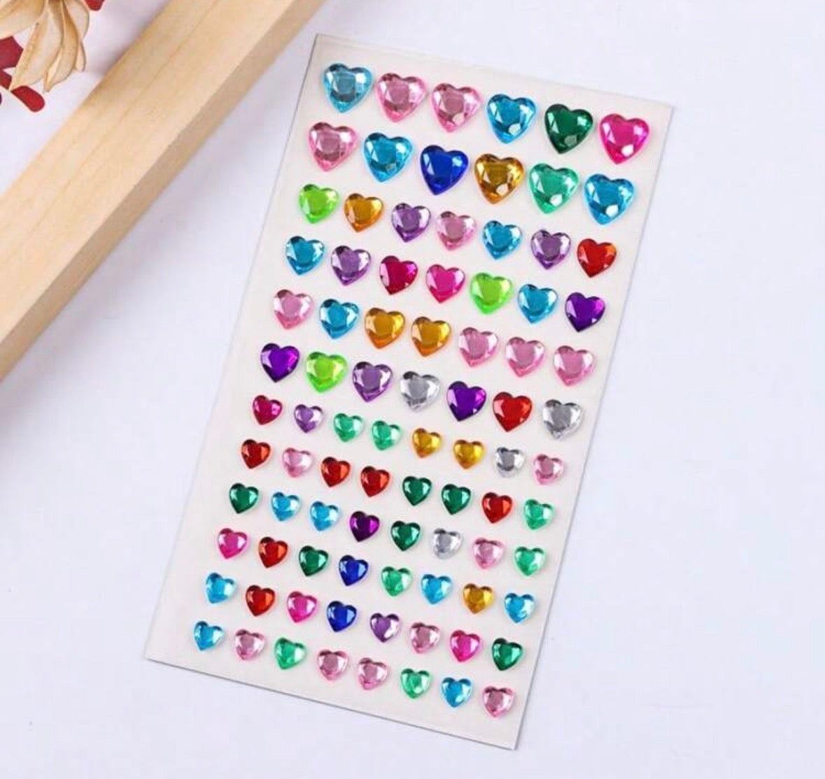 colorful heart shaped gem stickers - 1 sheet