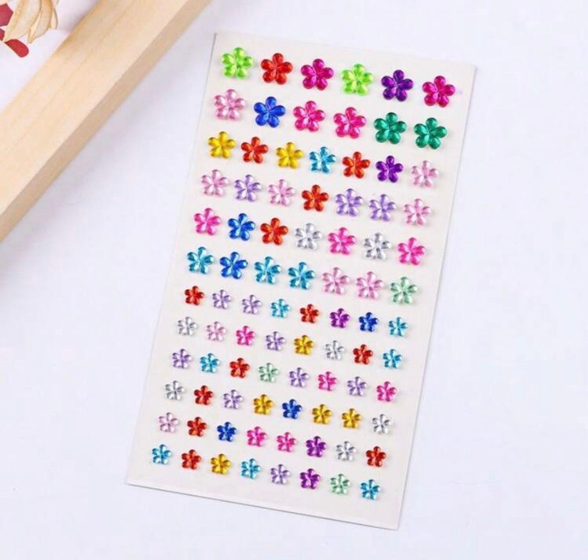colorful flower gem stickers - 1 sheet