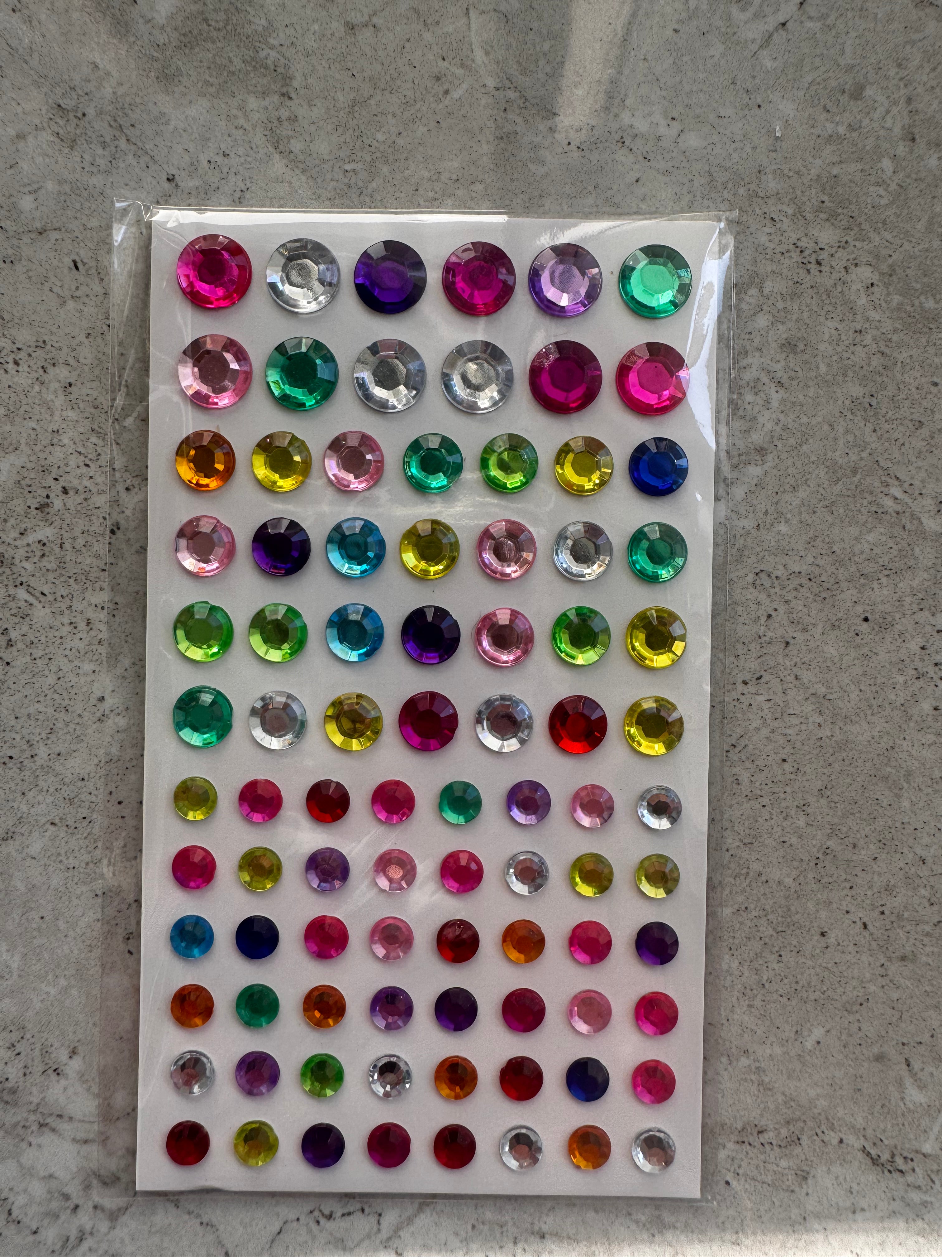 colorful round gem stickers - 1 sheet