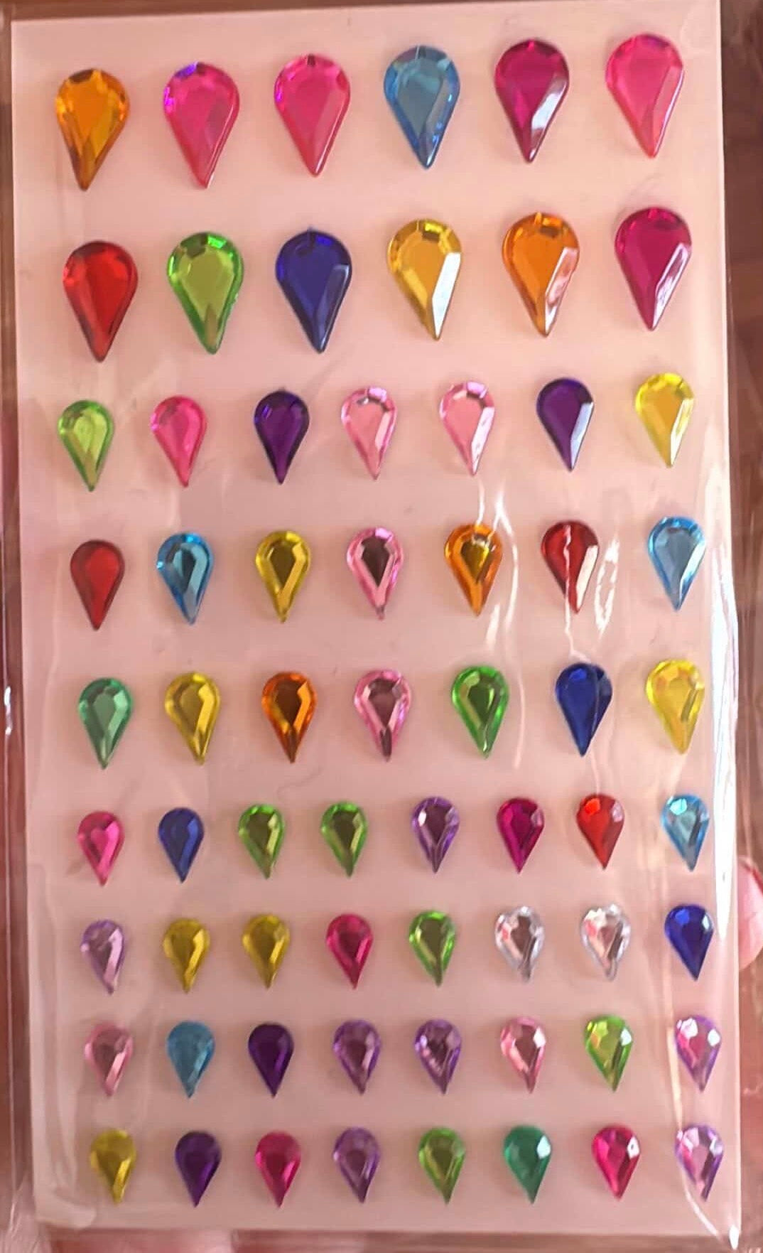 colorful water-drop shaped gem stickers - 1 sheet