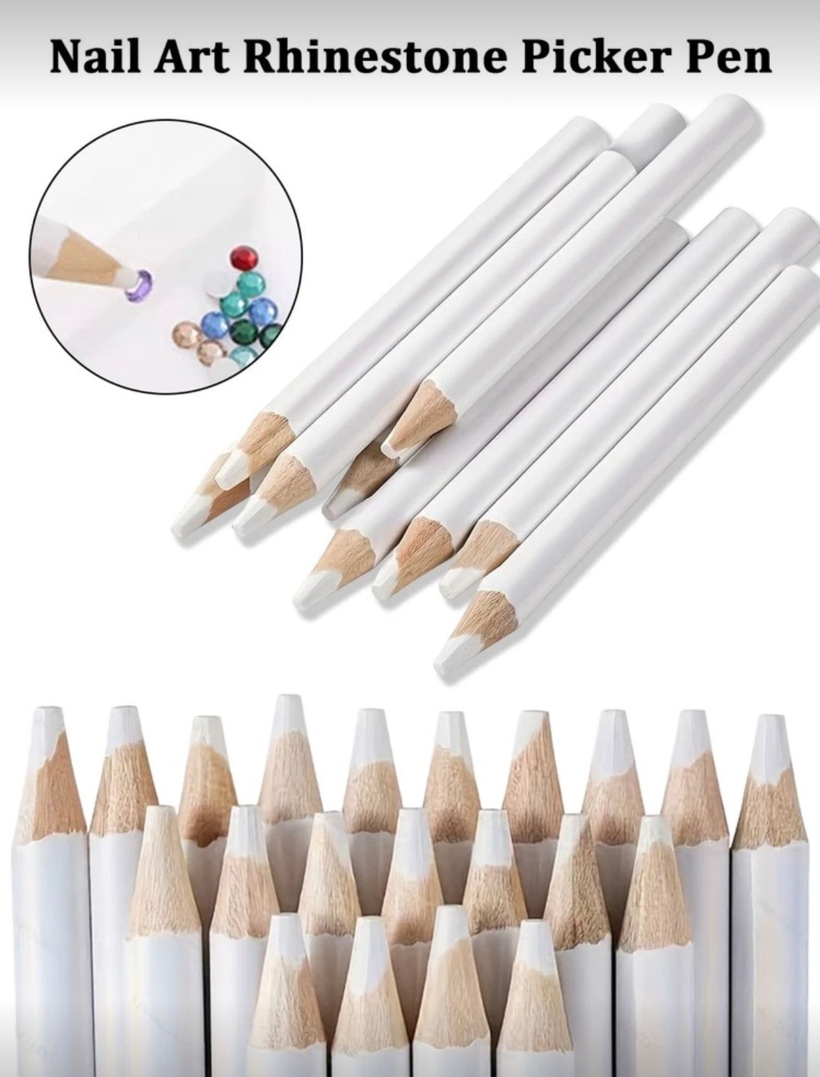 White picker pencil for bedazzling (Set of 2 white pencils)