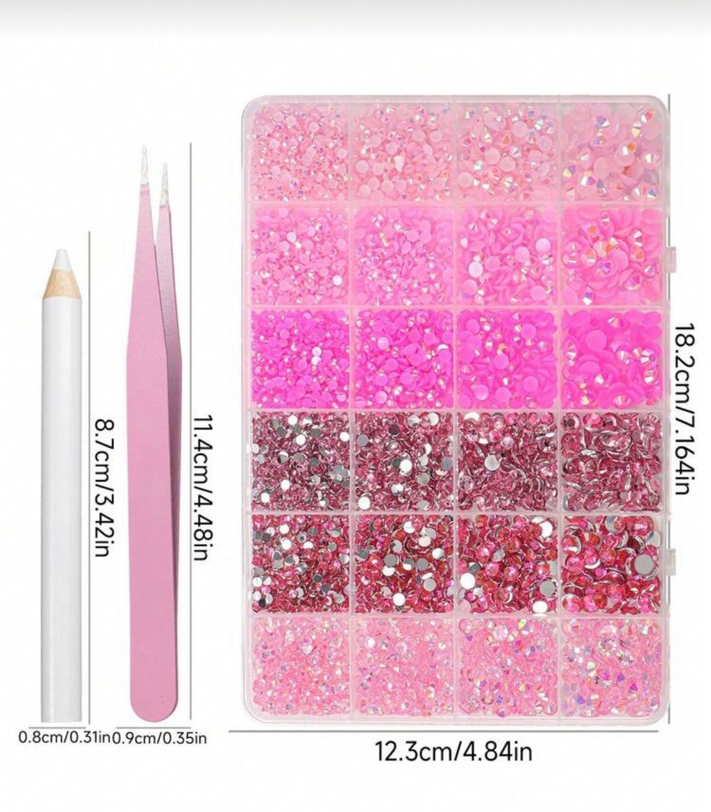 Pink bedazzling kit + 3 glue, tweezers and 1 picker pen
