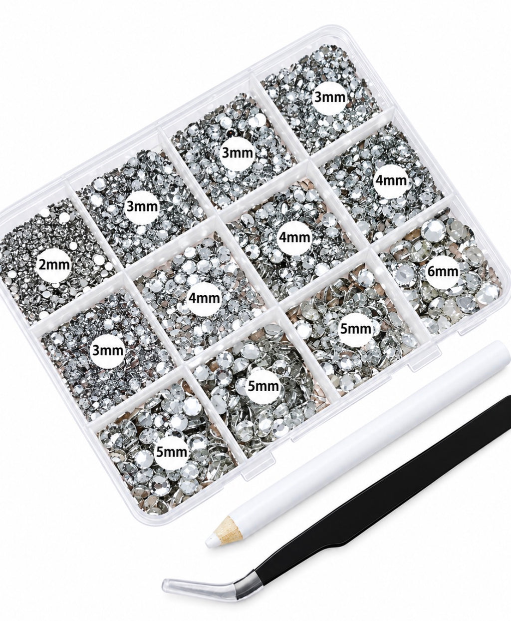 Silver gems bedazzling kit + with 1 glue, tweezers and 1 picker pen