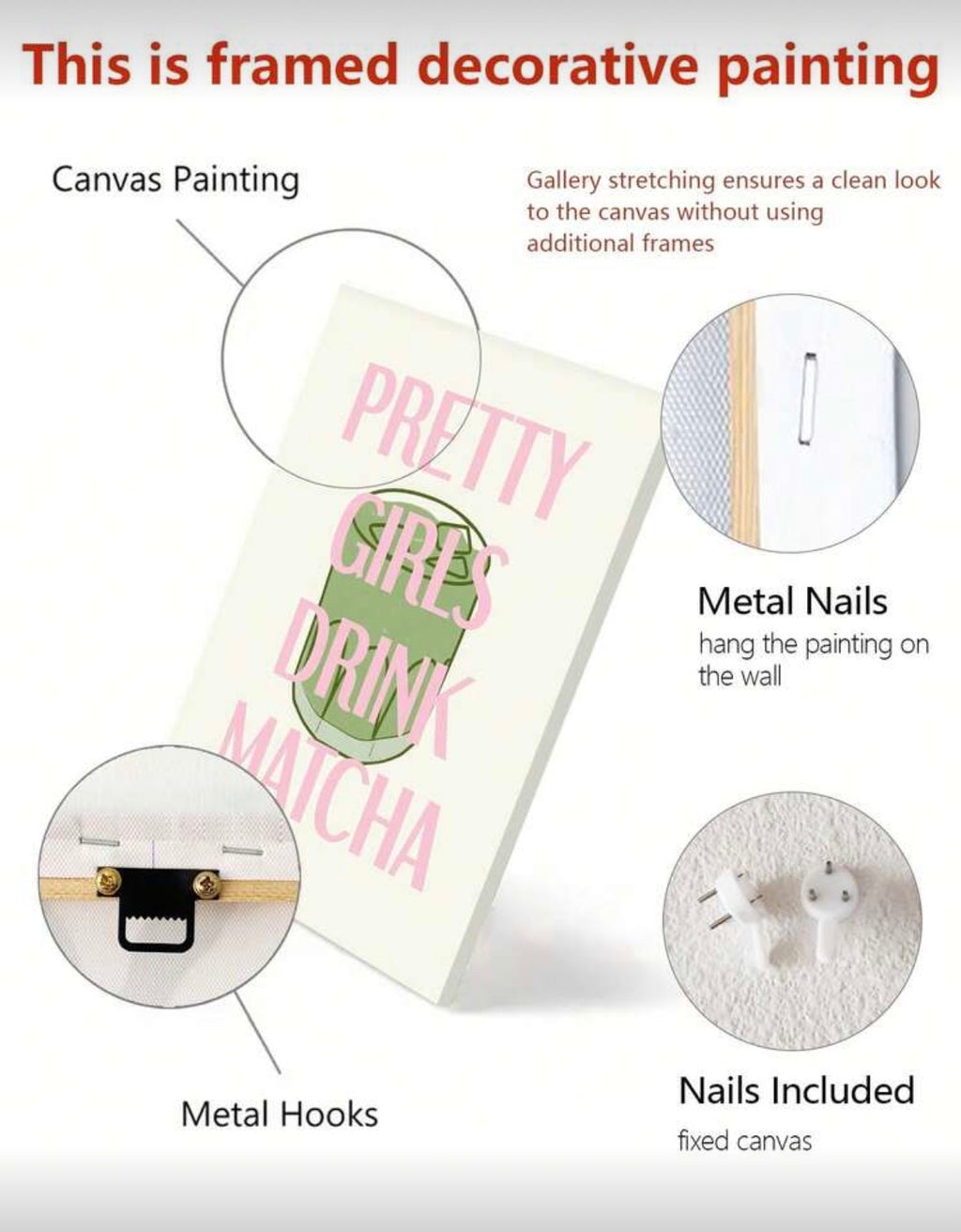 Pretty girls drink matcha - framed painting on Canvas to bedazzle
