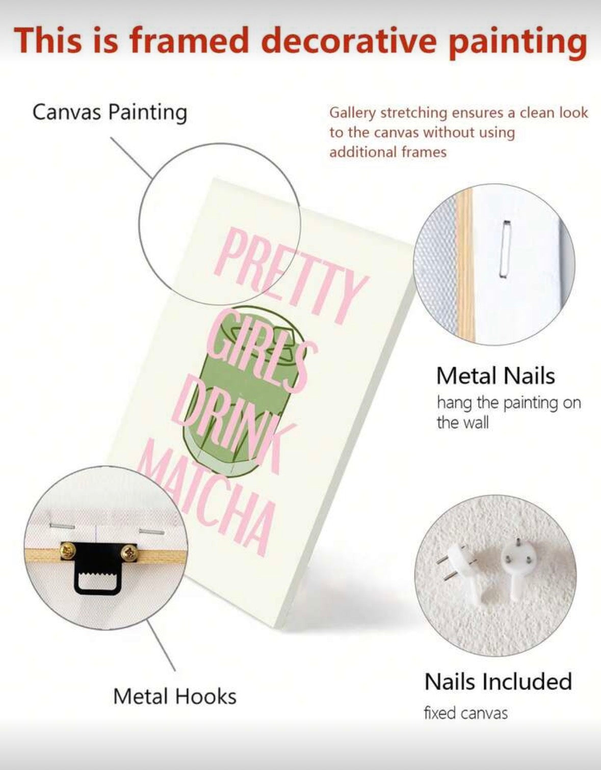 Pretty girls drink matcha - framed painting on Canvas to bedazzle