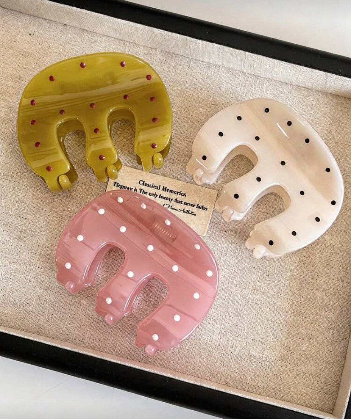 polka dot claw clips
