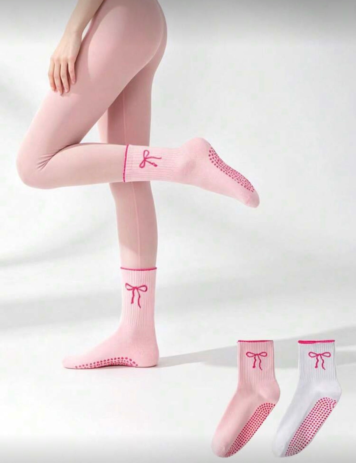 cute bow pilates socks