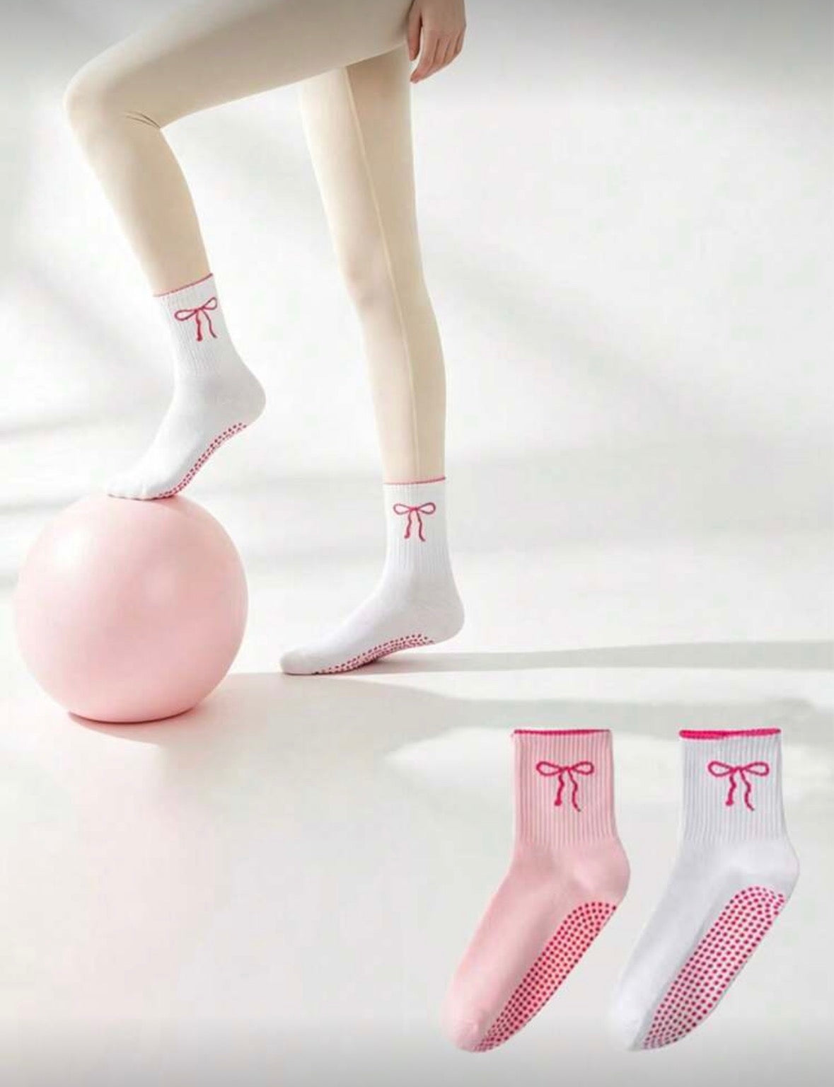 cute bow pilates socks